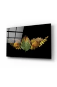 Yapraklar Dekoratif ve Modern Cam Tablo - 1