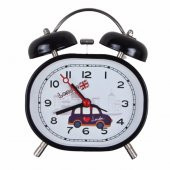 Araba Desenli Oval Siyah Metal Masa Saati - 1