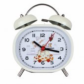 Araba Desenli Oval Krem Metal Masa Saati - 1