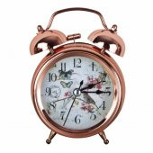 Kelebek Kuş Desenli Bakır Renk Metal Masa Saati - 1