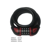 Hsgl Şifreli Halat Kilit 12mm x 120cm Değişken Şifreli - 6