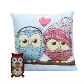 Aşık Baykuşlar Yastık Baykuş Kırmızı Saat - 1