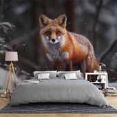 Kar ve Tilki Manzaralı Duvar Kağıdı thumbnail 2