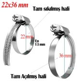 Hortum Kelepçesi Tork Ayarlı 22x36 mm Paslanmaz Çelik Boru Metal Kelepçe Ayarlanabilir klips 5 ADET - 2