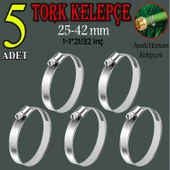 Hortum Kelepçesi Tork Ayarlı 25x42 mm Paslanmaz Çelik Boru Metal Kelepçe Ayarlanabilir klips  5 ADET - 1