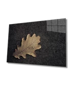 Kahverengi Yaprak Dekoratif ve Modern Cam Tablo - 1