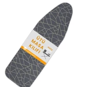 BEYLİNİ Ütü Masası Kılıfı Örtüsü Bezi Keçeli Süngerli Lastikli Yanmaz Ayarlanabilir Geometrik Gri 50x150 Cm - 1