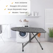 BEYLİNİ Ütü Masası Kılıfı Örtüsü Bezi Keçeli Süngerli Lastikli Yanmaz Ayarlanabilir Geometrik Gri 50x150 Cm - 5