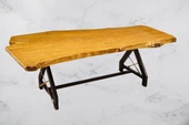 Masa Zus331 Model 90506 Naturel Doğal Kenar Kütük Masa Profil Metal Ayak El Yapım thumbnail 6