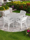 Ferforje görünümlü Plastik Kare Cunda Masa Sandalye Takımı 1 Masa 4 Sandalye Balkon, Bahçe Mobilyası - 2