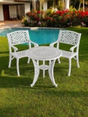 Ferforje görünümlü Plastik Yuvarlak Ø75 Cunda Masa Sandalye Takımı 1 Masa 2 Sandalye Balkon, Bahçe Mobilyası - 2