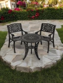 Ferforje görünümlü Plastik Yuvarlak Ø75 Cunda Masa Sandalye Takımı 1 Masa 2 Sandalye Balkon, Bahçe Mobilyası - 7