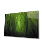 Orman  Ağaç Yeşil Dekoratif ve Modern Cam Tablo    Forest Tree Green - 1