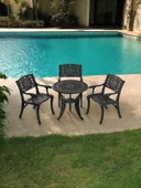 Ferforje görünümlü Plastik Yuvarlak Ø75 Cunda Masa Sandalye Takımı 1 Masa 3 Sandalye Balkon, Bahçe Mobilyası - 7