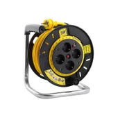 Plastik Makaralı Seyyar %100 Bakır Kablo 4 Prizli Monofaze Uzatma Kablosu 3x1.5 mm H05VV-F 25 Metre thumbnail 5