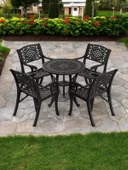 Ferforje görünümlü Plastik Yuvarlak Ø75 Cunda Masa Sandalye Takımı 1 Masa 4 Sandalye Balkon, Bahçe Mobilyası - 9