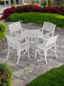 Ferforje görünümlü Plastik Yuvarlak Ø75 Cunda Masa Sandalye Takımı  1 Masa 4 Sandalye Balkon, Bahçe Mobilyası - 2