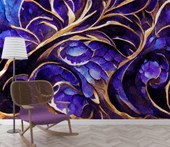 Mor Kristal Desenli Duvar Kağıdı - 6