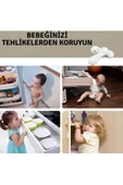 2 Adet Montajsiz Çift Kapaklı Dolap Kilidi Bebek Koruyucu Ve Kilit Bebek Güvenlik Kiti thumbnail 4
