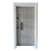 TEZ-1532B Statik Beyaz Renk Kasalı Rustik Çizgili Düz Model Çelik Kapı, Daire Kapısı, Villa Kapısı - 1