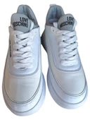 LOVE MOSCHINO JA15845G0GIO510A BEYAZ-GRİ BAĞCIKLI DERİ SPOR AYAKKABI - 3
