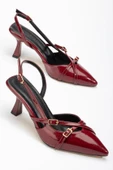 ST-005 Bordo Rugan Günlük 7 cm Topuklu Bayan Ayakkabı - 3