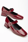 ST-006 Bordo Rugan Günlük 4 cm Topuklu Bayan Ayakkabı - 1