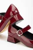 ST-006 Bordo Rugan Günlük 4 cm Topuklu Bayan Ayakkabı - 4