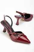ST-005 Bordo Rugan Günlük 7 cm Topuklu Bayan Ayakkabı - 4