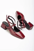 ST-003 Bordo Rugan Günlük 4 cm Topuklu Bayan Ayakkabı - 4