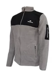Erkek Regular Fit Fermuarlı Cepli Battal Büyük Beden Polar Gri Sweatshirt - 1