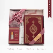 Takke + Esans + Tesbih + Seccade + Kuran Hediye Seti (Çanta Boy, Bordo) - 1