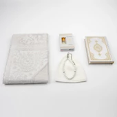 Takke + Esans + Tesbih + Seccade + Kuran Hediye Seti (Çanta Boy, Gri) thumbnail 3