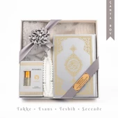 Takke + Esans + Tesbih + Seccade + Kuran Hediye Seti (Çanta Boy, Gri) thumbnail 1