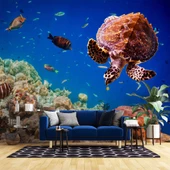 Denizaltı Balık ve Kaplumbağ Manzaralı Duvar Kağıdı thumbnail 1