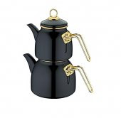 Emaye Çaydanlık Takımı Siyah - 1