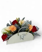 Nettenevime Yapay Çiçek Aranjmanı Metal Sepet Gümüş Vazolu Masa Üstü Çiçeği Arajman thumbnail 3