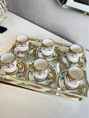 Royking Fleur 6lı Kahve Fincan Takımı MAVİ BKY 004 - 3