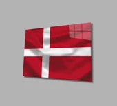 Danimarka Bayrağı Dekoratif ve Modern Cam Tablo Denmark Flag - 1