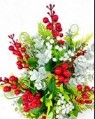 Nettenevime Yapay Çiçek Aranjman Gold Vazoda Yılbaşı Çiçeği Kırmızı Kokina Ve Pastel Şimşir thumbnail 6