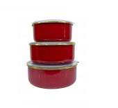 OMS Harem Emaye 3lü Saklama Kabı Kırmızı - 1