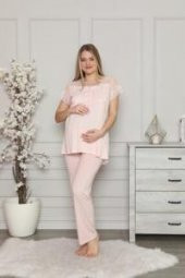 LİMİSSİ 2208 Pembe Hamile Lohusa Dantelli Pijama Tk - 3