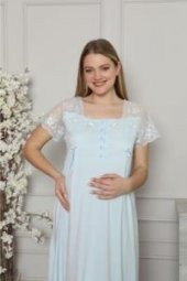 LİMİSSİ 2208 Mavi Hamile Lohusa Dantelli Pijama Tk - 2