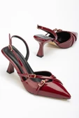 Bordo Rugan Günlük 7 cm Topuklu Bayan Ayakkabı - 4