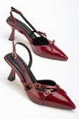 Bordo Rugan Günlük 7 cm Topuklu Bayan Ayakkabı - 3