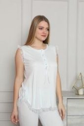 LİMİSSİ 413 Mavi Hamile Lohusa Dantelli Pijama Tk - 2