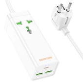 30W 2 Type-C - 1 USB-A PD Şarj Aleti, 1,5 m kablo 2500 Watt Destekli Priz Amerikan Ingiliz Fiş Dönüştürücü - 1