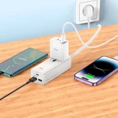 30W 2 Type-C - 1 USB-A PD Şarj Aleti, 1,5 m kablo 2500 Watt Destekli Priz Amerikan Ingiliz Fiş Dönüştürücü - 5