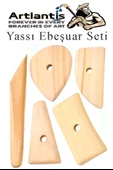 Yassı Ebeşuar 5 li 1 Paket Seramik Çömlek Kil Heykel Kazıyıcı Şekillendirme Aleti Ahşap Kil Modelleme Şekillendirici - 1