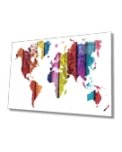 Tahta Dünya Haritası  Dekoratif ve Modern Cam Tablo - 1